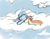 Size: 1280x1007 | Tagged: safe, artist:mostazathy, derpibooru import, rainbow dash, pegasus, pony, cloud, cloudy, lying on a cloud, solo