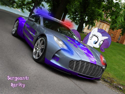 Size: 1600x1200 | Tagged: safe, artist:con360, rarity, pony, unicorn, aston martin, aston martin one 77, car, police car, solo