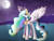 Size: 816x612 | Tagged: safe, artist:princesslovelypony, princess celestia, alicorn, pony, crying, mare in the moon, moon, night, solo, spread wings