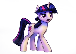 Size: 475x336 | Tagged: safe, artist:solicitude7, derpibooru import, twilight sparkle, pony, unicorn, female, mare, multicolored mane, purple coat, solo