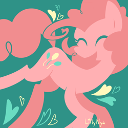 Size: 900x900 | Tagged: safe, artist:lillynya, pinkie pie, earth pony, pony, female, heart, mare, pink coat, pink mane, solo