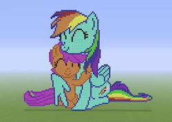 Size: 1280x910 | Tagged: safe, derpibooru import, rainbow dash, scootaloo, pegasus, pony, minecraft, minecraft pixel art, pixel art