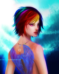 Size: 1600x2000 | Tagged: safe, artist:dayonxviii, derpibooru import, rainbow dash, human, humanized, solo, tattoo