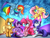 Size: 2400x1800 | Tagged: safe, artist:madacon, derpibooru import, applejack, fluttershy, pinkie pie, rainbow dash, rarity, twilight sparkle, twilight sparkle (alicorn), alicorn, earth pony, pegasus, pony, unicorn, female, mane six, mare