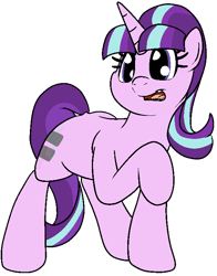 Size: 567x725 | Tagged: safe, artist:bennimarru, starlight glimmer, pony, unicorn, equal cutie mark, flat colors, one hoof raised, raised hoof, simple background, smiling, solo, transparent background