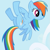 Size: 385x383 | Tagged: safe, derpibooru import, screencap, rainbow dash, pegasus, pony, cropped, female, flying, hub logo, mare, solo