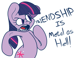 Size: 1184x913 | Tagged: safe, artist:extradan, derpibooru import, twilight sparkle, metal, missing horn, solo, vulgar