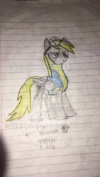 Size: 400x710 | Tagged: safe, artist:felix2good, derpy hooves, pegasus, pony, female, lined paper, mare, sketch, solo, traditional art, wonderbolt trainee uniform, wonderbolts