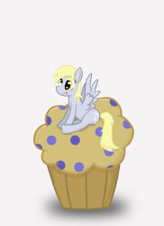 Size: 1024x1408 | Tagged: safe, artist:aerodoggy, derpy hooves, pegasus, pony, female, food, mare, muffin, solo, tongue out