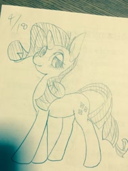 Size: 640x852 | Tagged: safe, artist:kyubi, rarity, pony, unicorn, grayscale, monochrome, solo, traditional art