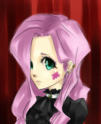 Size: 472x581 | Tagged: safe, artist:tsukiyono-omi-chan, fluttershy, human, clothes, humanized, solo