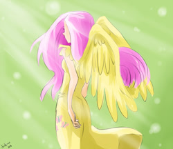 Size: 700x604 | Tagged: safe, artist:tsukiyono-omi-chan, fluttershy, human, humanized, solo, winged humanization