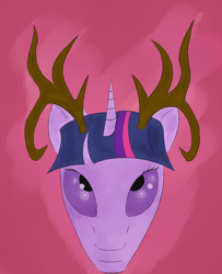 Size: 1950x2400 | Tagged: safe, artist:eccentric bloodstone, derpibooru import, twilight sparkle, antlers, solo