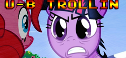 Size: 640x296 | Tagged: safe, derpibooru import, pinkie pie, twilight sparkle, earth pony, pony, troll, faic, image macro, meme, reaction image, trolling