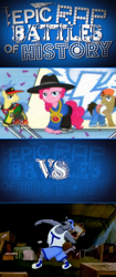 Size: 431x1024 | Tagged: safe, doctor whooves, goldengrape, pinkie pie, sir colton vines iii, earth pony, pony, testing testing 1-2-3, crossover, epic rap battles of history, exploitable meme, meme, party time, rapper pie, titanic the legend goes on