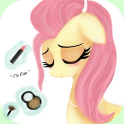 Size: 888x887 | Tagged: safe, artist:zaaritaaa, fluttershy, pegasus, pony, implied rarity, lipstick, makeup