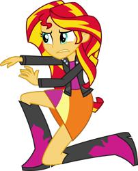 Size: 2930x3620 | Tagged: safe, artist:sketchmcreations, sunset shimmer, equestria girls, rainbow rocks, crouching, frown, gritted teeth, kneeling, simple background, solo, transparent background, vector