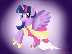 Size: 2000x1500 | Tagged: safe, artist:verminshy, derpibooru import, twilight sparkle, twilight sparkle (alicorn), alicorn, magical mystery cure, dress, princess, solo