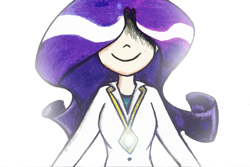 Size: 2000x1337 | Tagged: safe, artist:strangiesleepy, rarity, hair over eyes, hidden eyes, humanized, smiling, solo