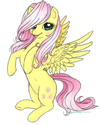 Size: 600x740 | Tagged: safe, artist:puddyrama, fluttershy, pegasus, pony, female, mare, pink mane, traditional art, yellow coat