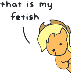 Size: 680x705 | Tagged: artist needed, safe, applejack, earth pony, pony, dialogue, meme, simple background, solo, that is my fetish, transparent background