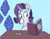 Size: 700x540 | Tagged: safe, artist:goat train, rarity, pony, unicorn, book, drinking, magic, plate, reading, solo, tea, teacup, telekinesis