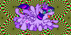 Size: 2064x1029 | Tagged: safe, artist:ja0822ck, derpibooru import, twilight sparkle, twilight sparkle (alicorn), alicorn, pony, abomination, optical illusion, psychedelic, solo, this isn't even my final form, trippy, wat