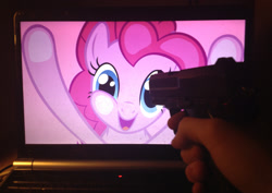 Size: 1800x1272 | Tagged: safe, pinkie pie, gun, irl, photo, pistol, usp