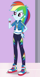 Size: 500x968 | Tagged: safe, derpibooru import, screencap, rainbow dash, a fine line, better together, equestria girls, clothes, converse, cropped, female, geode of super speed, legs, magical geodes, outfit catalog, pants, shoes, solo, wristband