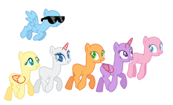 Size: 2697x1637 | Tagged: safe, derpibooru import, applejack, fluttershy, pinkie pie, rainbow dash, rarity, twilight sparkle, twilight sparkle (alicorn), alicorn, earth pony, pegasus, pony, unicorn, base