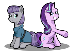 Size: 5376x4016 | Tagged: safe, artist:moonlightfan, maud pie, starlight glimmer, pony, rock solid friendship, absurd resolution, simple background