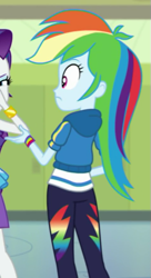 Size: 317x582 | Tagged: safe, derpibooru import, screencap, rainbow dash, better together, equestria girls, a queen of clubs, clothes, cropped, pants, rear view