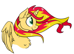 Size: 1024x752 | Tagged: safe, artist:zombietoasts, sunset shimmer, alicorn, pony, alicornified, chest fluff, race swap, shimmercorn, solo