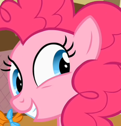 Size: 421x437 | Tagged: safe, screencap, pinkie pie, earth pony, pony, close-up, faic, smiling, solo