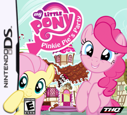 Size: 753x677 | Tagged: safe, fluttershy, pinkie pie, earth pony, pegasus, pony, g3, box art, g3 to g4, game, generation leap, nintendo, nintendo ds, pinkie pie's party, thq, video game