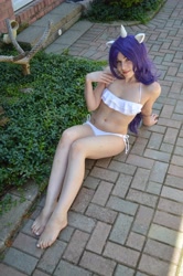 Size: 4000x6016 | Tagged: safe, artist:shelle-chii, rarity, human, belly button, bikini, clothes, cosplay, feet, irl, irl human, photo, solo, swimsuit