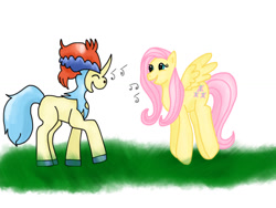 Size: 1024x768 | Tagged: safe, artist:asinglepetal, fluttershy, pegasus, pony, crossover, keldeo, pokémon