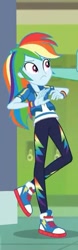 Size: 204x658 | Tagged: safe, derpibooru import, screencap, rainbow dash, zephyr breeze, better together, equestria girls, overpowered (equestria girls), clothes, converse, female, jacket, offscreen character, pants, shoes, sneakers, solo