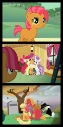 Size: 650x1300 | Tagged: safe, apple bloom, applejack, babs seed, big macintosh, granny smith, scootaloo, sweetie belle, earth pony, pony, one bad apple, death, grave, gravestone, how babs died, male, stallion, wat