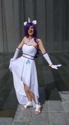 Size: 445x800 | Tagged: safe, artist:vicky-v, rarity, human, clothes, cosplay, dress, evening gloves, irl, irl human, london mcm expo, photo, solo