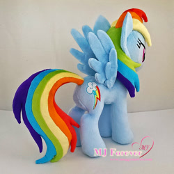 Size: 1134x1134 | Tagged: safe, artist:moggymawee, derpibooru import, rainbow dash, irl, photo, plushie, solo