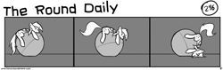 Size: 1280x404 | Tagged: safe, artist:tetrapony, derpy hooves, pegasus, pony, comic:the daily derp, ball, comic, female, mare, monochrome, the round daily