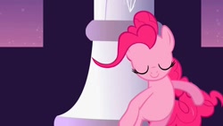 Size: 1136x640 | Tagged: safe, screencap, pinkie pie, earth pony, pony, sweet and elite, eyes closed, solo