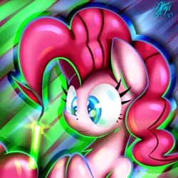 Size: 894x894 | Tagged: safe, artist:ralek, pinkie pie, earth pony, pony, female, glowstick, mare, pink coat, pink mane, solo