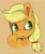 Size: 689x822 | Tagged: dead source, safe, artist:dhui, applejack, earth pony, pony, blushing, female, hairtie, mane, sideways glance, solo