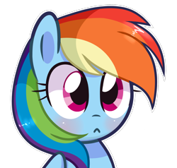 Size: 2000x1900 | Tagged: safe, artist:darkynez, derpibooru import, rainbow dash, pegasus, pony, :<, blushing, bust, cute, female, mare, simple background, solo, transparent background