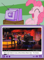 Size: 563x771 | Tagged: safe, pinkie pie, earth pony, pony, alfonso ribeiro, bbc, carlton, carlton banks, exploitable meme, jaden smith, the best thing on tv in the last 10 years, tv meme, will smith