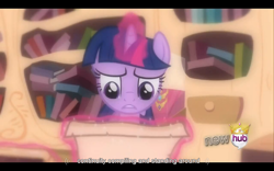 Size: 1024x640 | Tagged: safe, derpibooru import, screencap, twilight sparkle, magical mystery cure, youtube caption