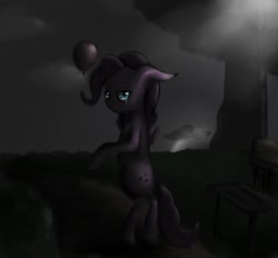 Size: 800x742 | Tagged: safe, artist:potheadsam, pinkie pie, earth pony, pony, balloon, crying, dark, lonely, night, standing