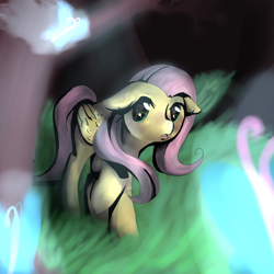 Size: 3000x3000 | Tagged: safe, artist:aruva-chan, fluttershy, pegasus, pony, female, mare, pink mane, solo, yellow coat